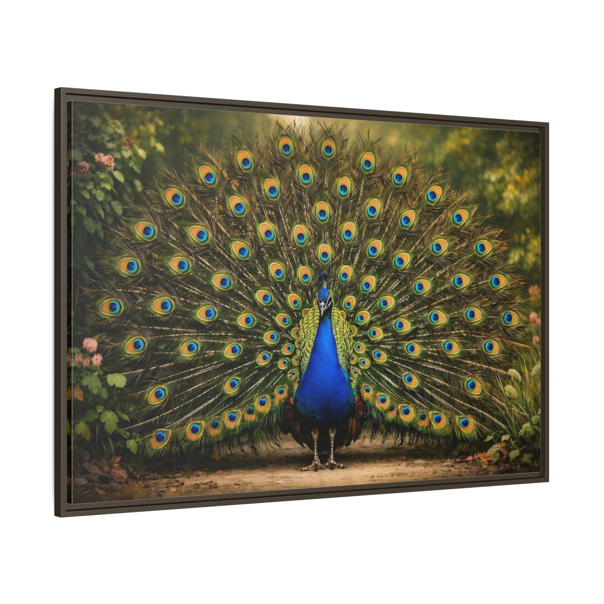 Main Mockup. Animals Peacock Peacock Blue shown as stretched canvas wall art