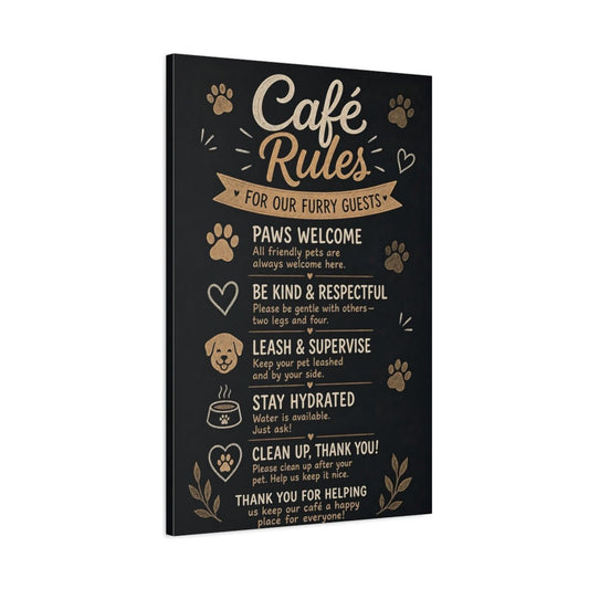 Animals Pet Rules Black And Gold Canvas Wall Art Print – Rustic Kitchen, Dining Area - YesArtYes