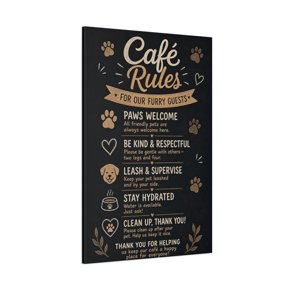 Animals Pet Rules Black And Gold Canvas Wall Art Print – Rustic Kitchen, Dining Area - YesArtYes