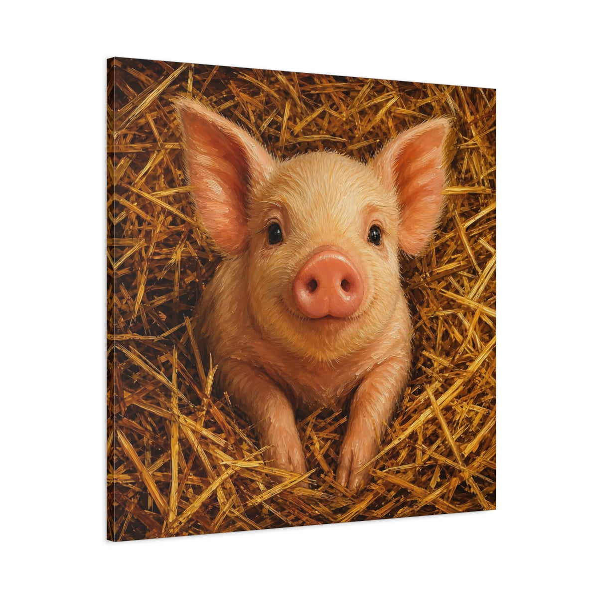 Main Mockup. Animals Piglet Cute Piglet shown as canvas print