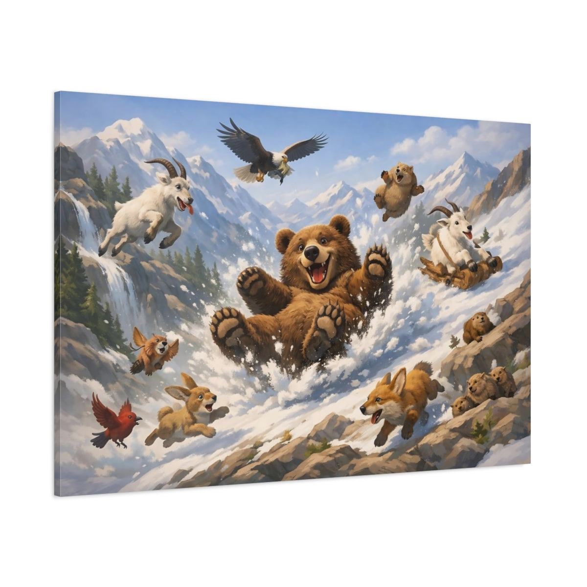 Animals Playful Animals Playful Mountain Animals shown as stretched canvas wall art