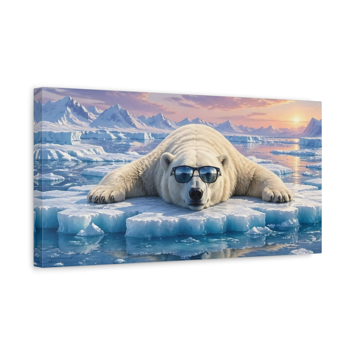 Side Mockup 3. Animals Polar Bear Cool Polar Bear shown as stretched canvas wall art