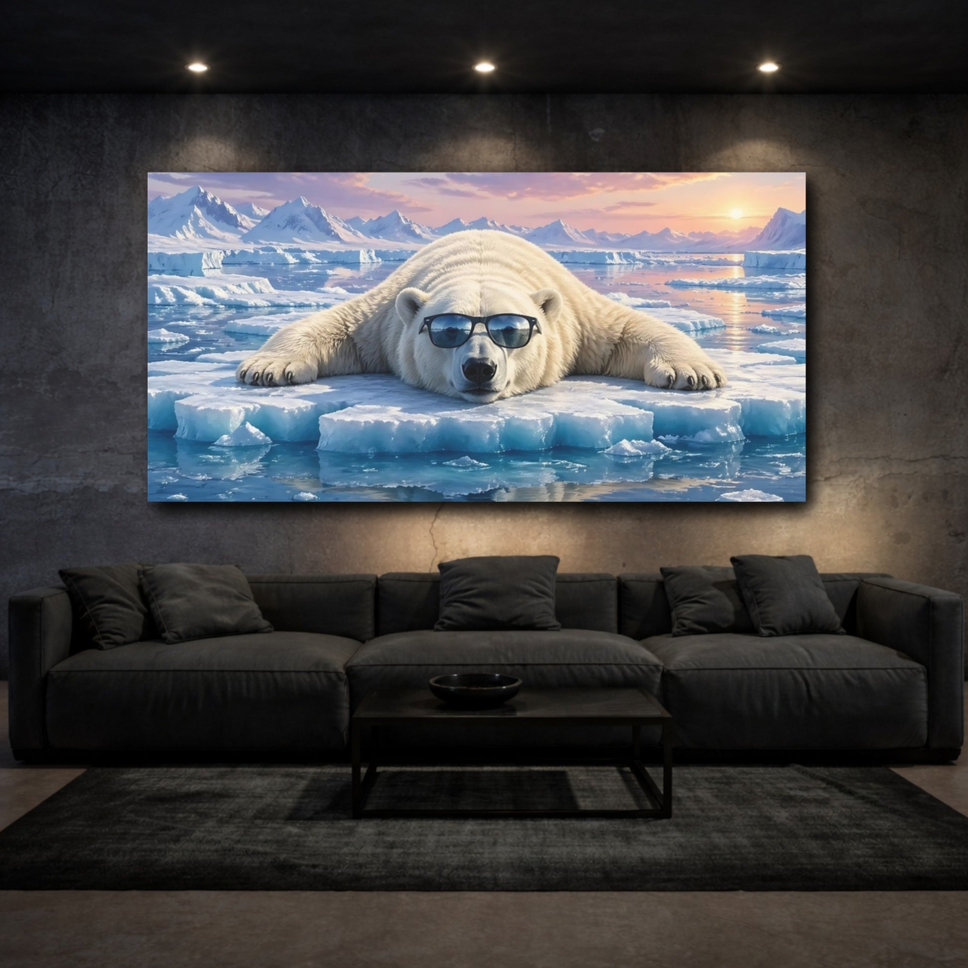 Mockup 2. Animals Polar Bear Cool Polar Bear shown as stretched canvas wall art