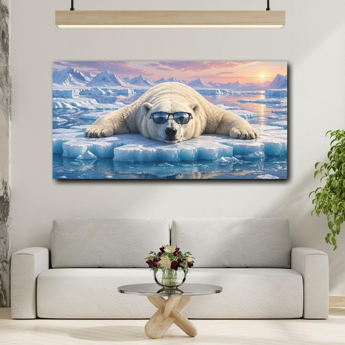 Mockup 3. Animals Polar Bear Cool Polar Bear shown as stretched canvas wall art