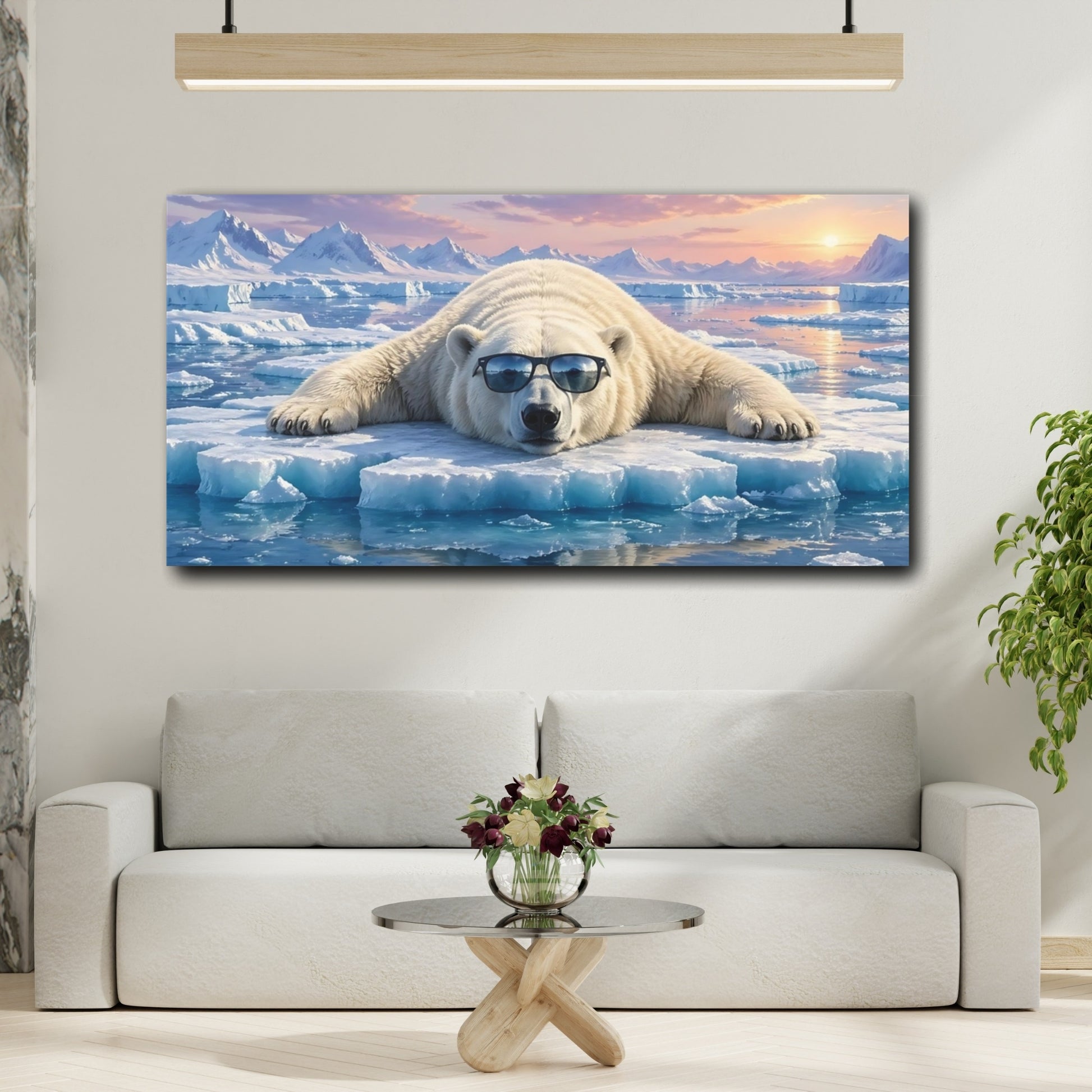 Mockup 3. Animals Polar Bear Cool Polar Bear shown as stretched canvas wall art
