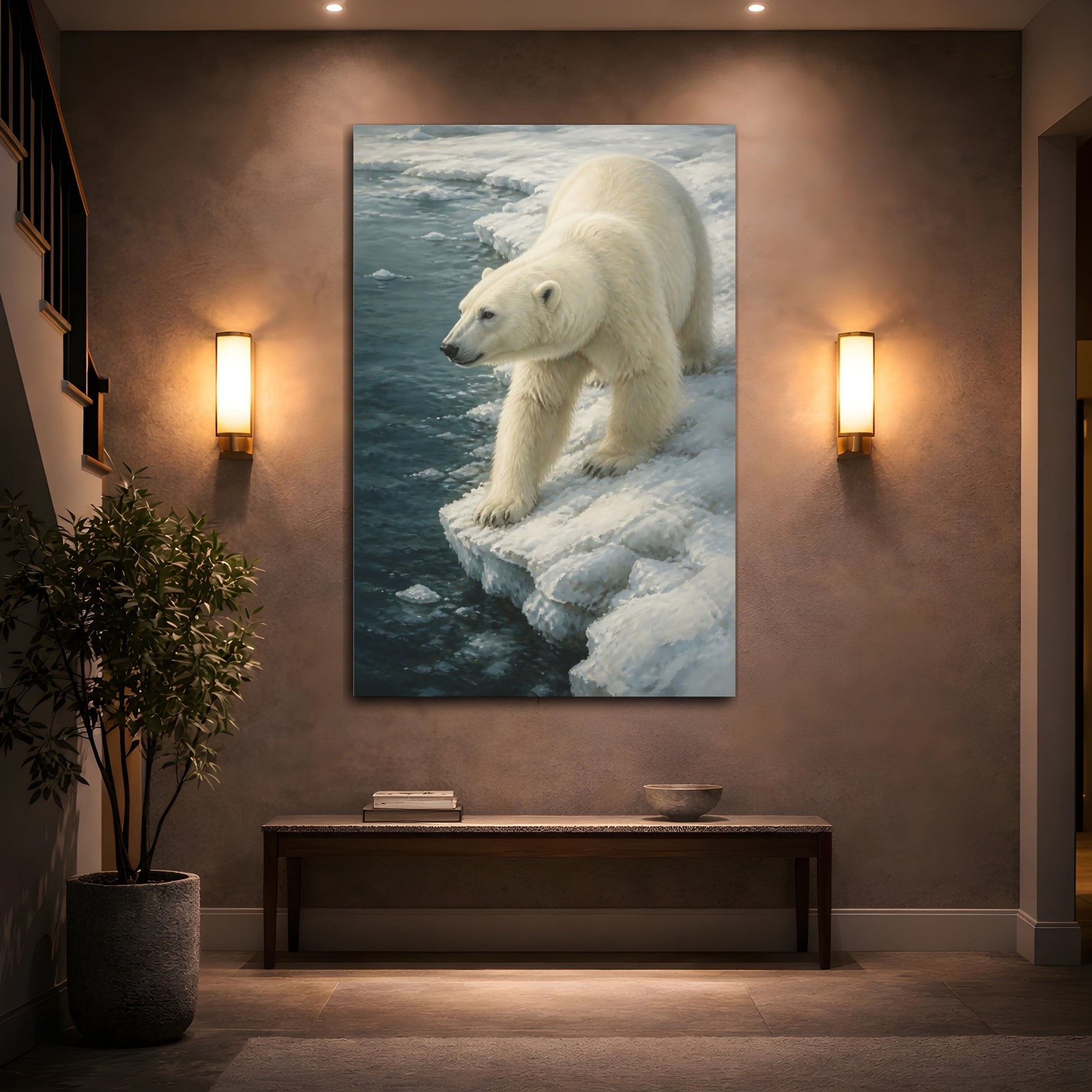 Mockup 2. Animals Polar Bear On Ice Edge shown as canvas print
