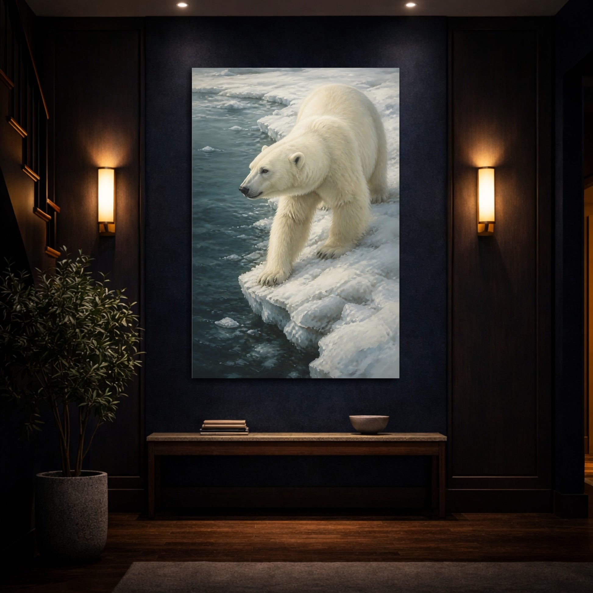 Mockup 4. Animals Polar Bear On Ice Edge shown as canvas print