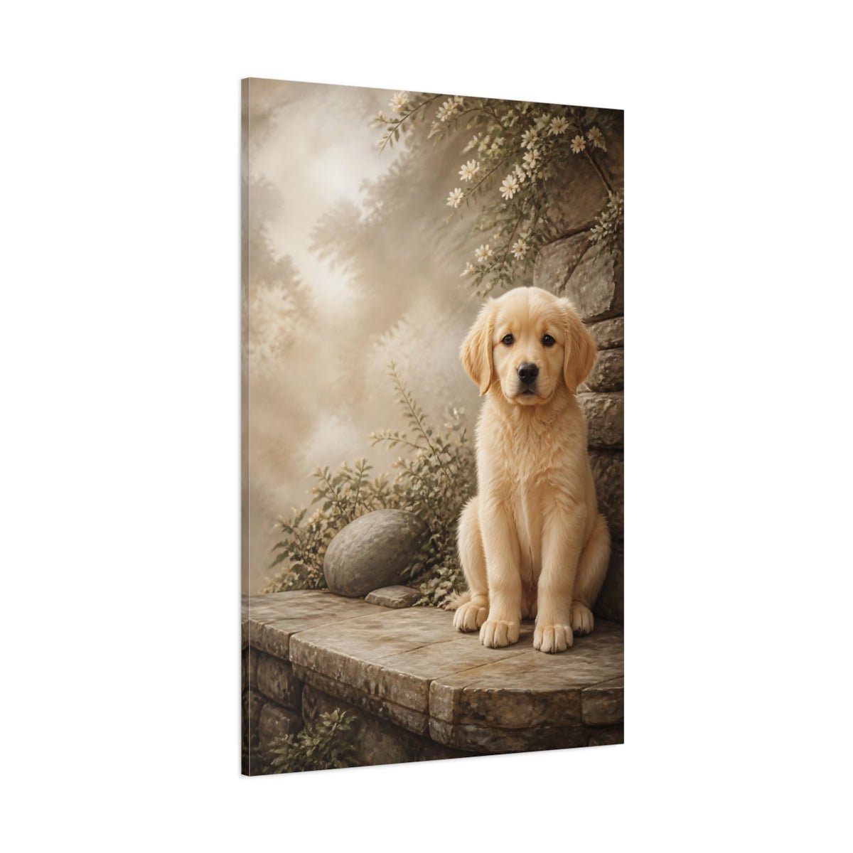 Animals Puppy Golden Canvas Wall Art Print – realistic Living Room, Above Sofa - YesArtYes
