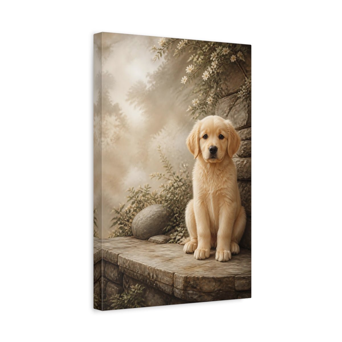 Animals Puppy Golden Canvas Wall Art Print – realistic Living Room, Above Sofa - YesArtYes
