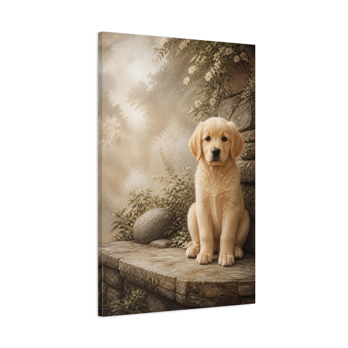 Animals Puppy Golden Canvas Wall Art Print – realistic Living Room, Above Sofa - YesArtYes