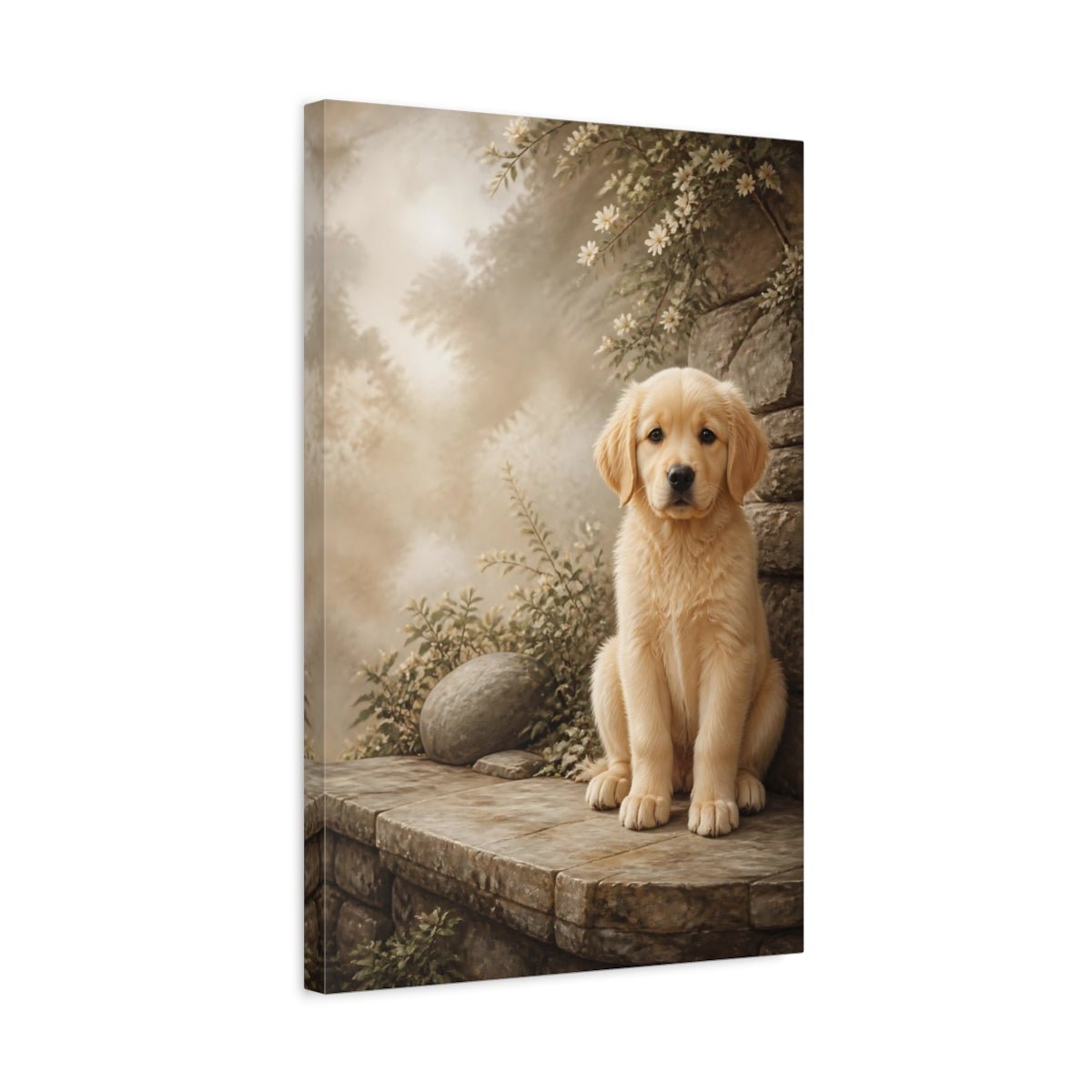 Animals Puppy Golden Canvas Wall Art Print – realistic Living Room, Above Sofa - YesArtYes