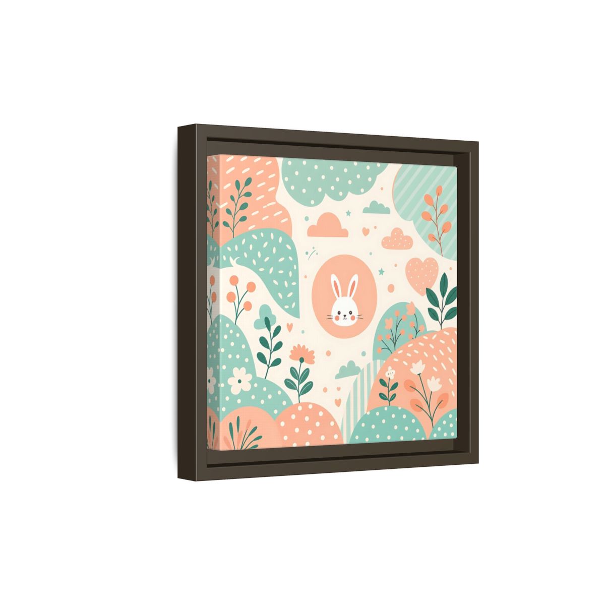 Side Mockup 20. Animals Rabbit Pastel Rabbit shown as framed canvas print