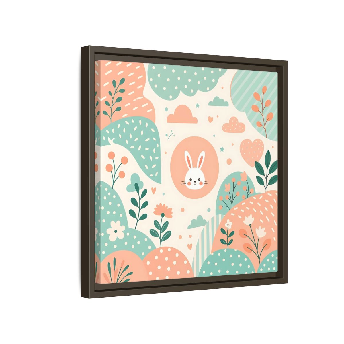 Side Mockup 14. Animals Rabbit Pastel Rabbit shown as framed canvas print