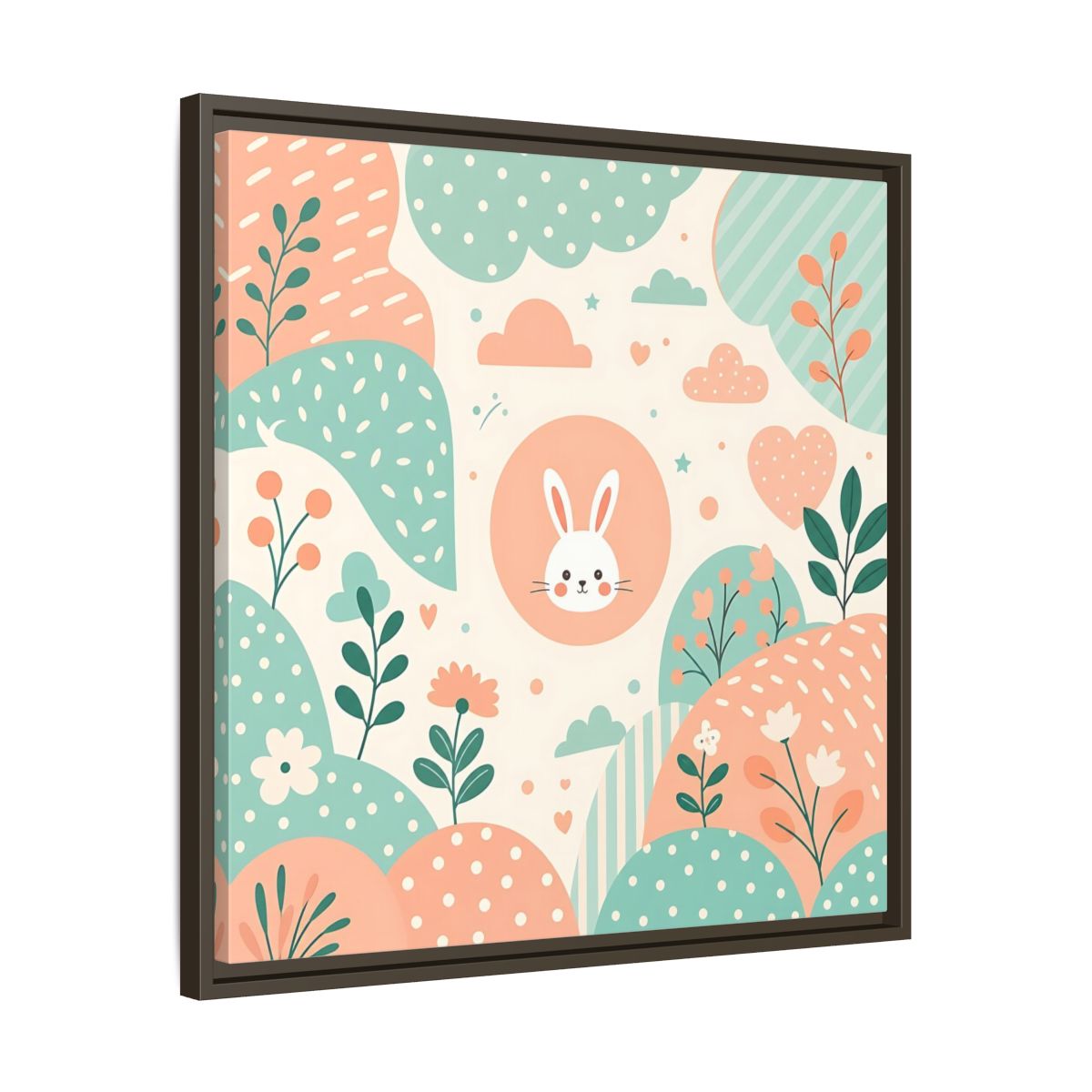 Side Mockup 27. Animals Rabbit Pastel Rabbit shown as framed canvas print