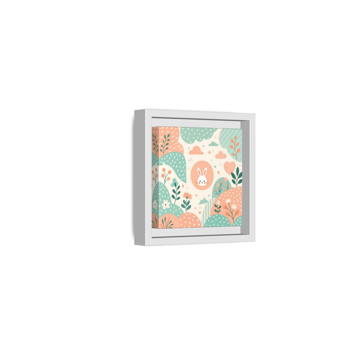 Side Mockup 22. Animals Rabbit Pastel Rabbit shown as framed canvas print