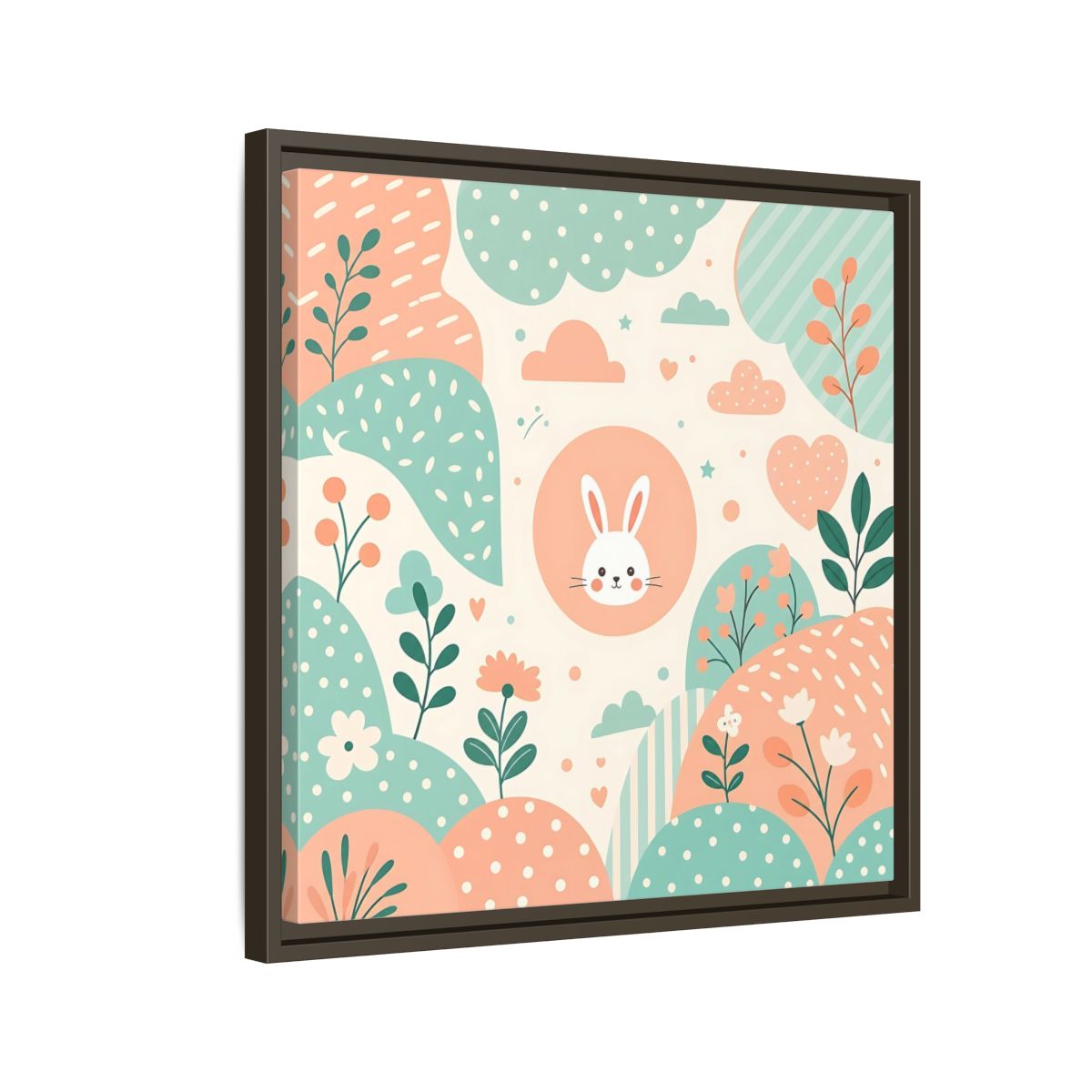 Side Mockup 11. Animals Rabbit Pastel Rabbit shown as framed canvas print