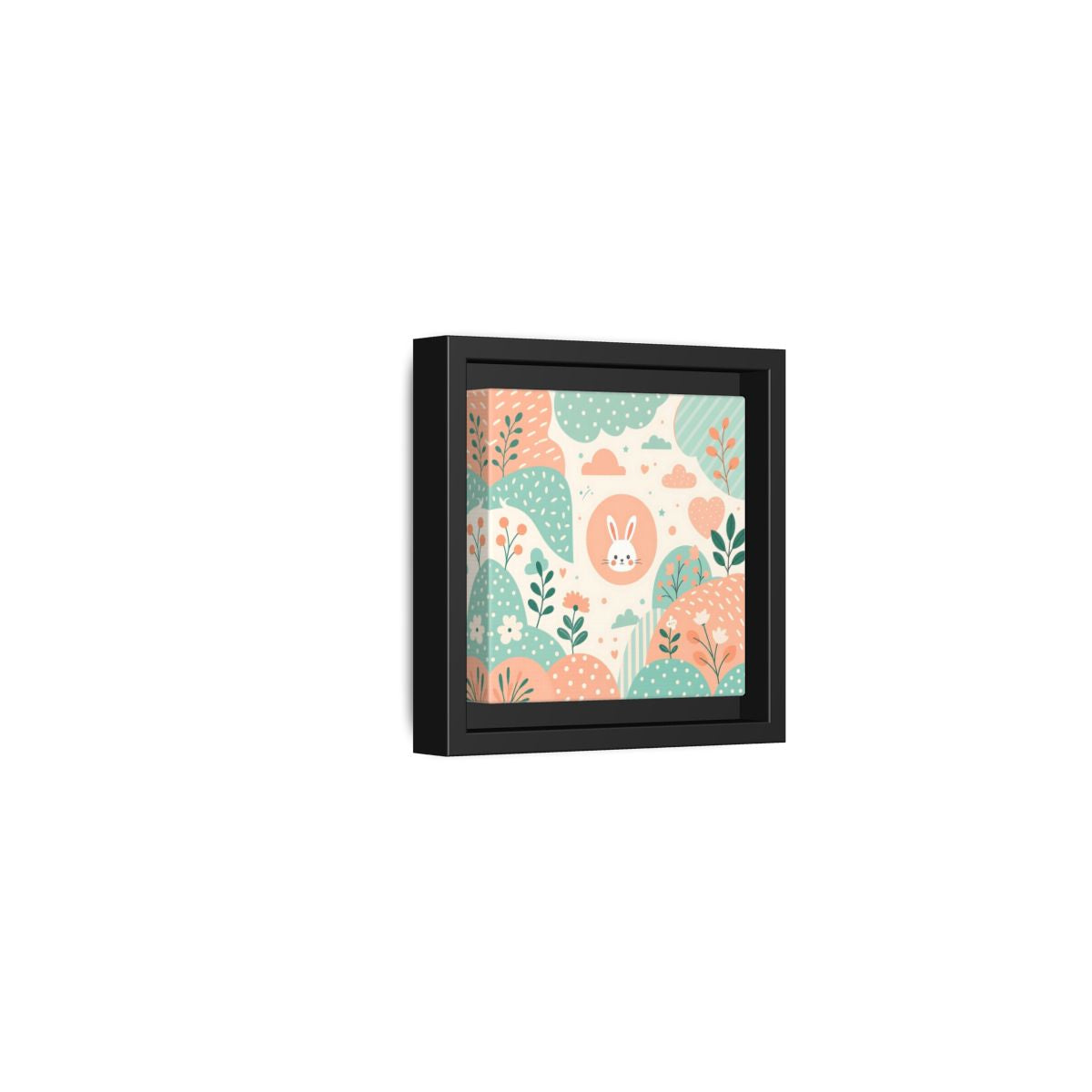 Side Mockup 24. Animals Rabbit Pastel Rabbit shown as framed canvas print
