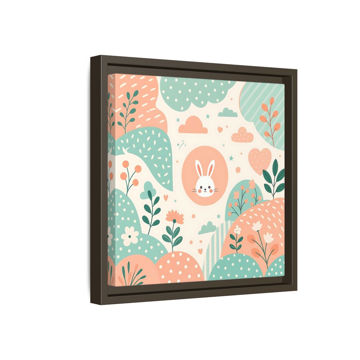 Side Mockup 17. Animals Rabbit Pastel Rabbit shown as framed canvas print