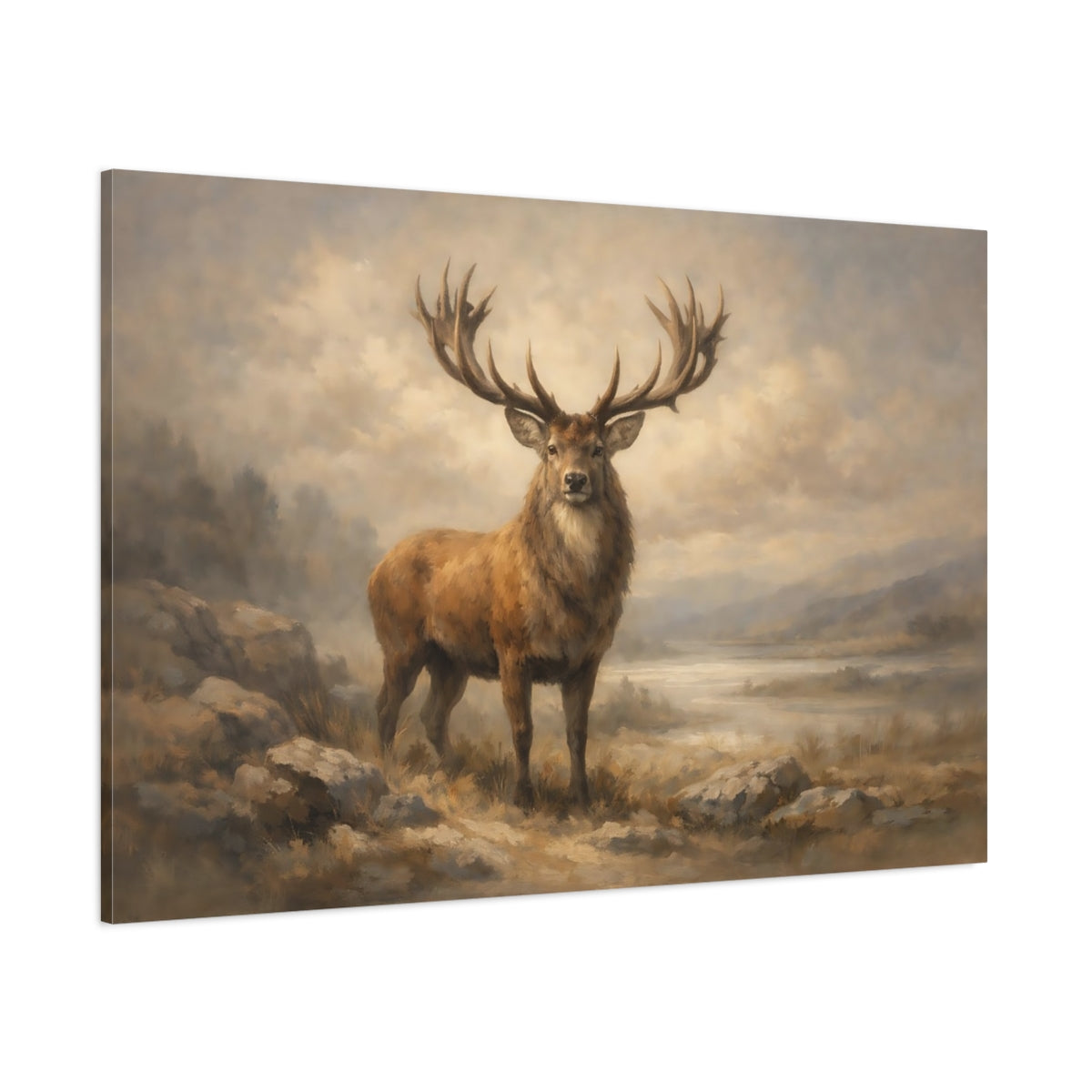 Main Mockup. Animals Red Deer Brown Red Deer shown as stretched canvas wall art