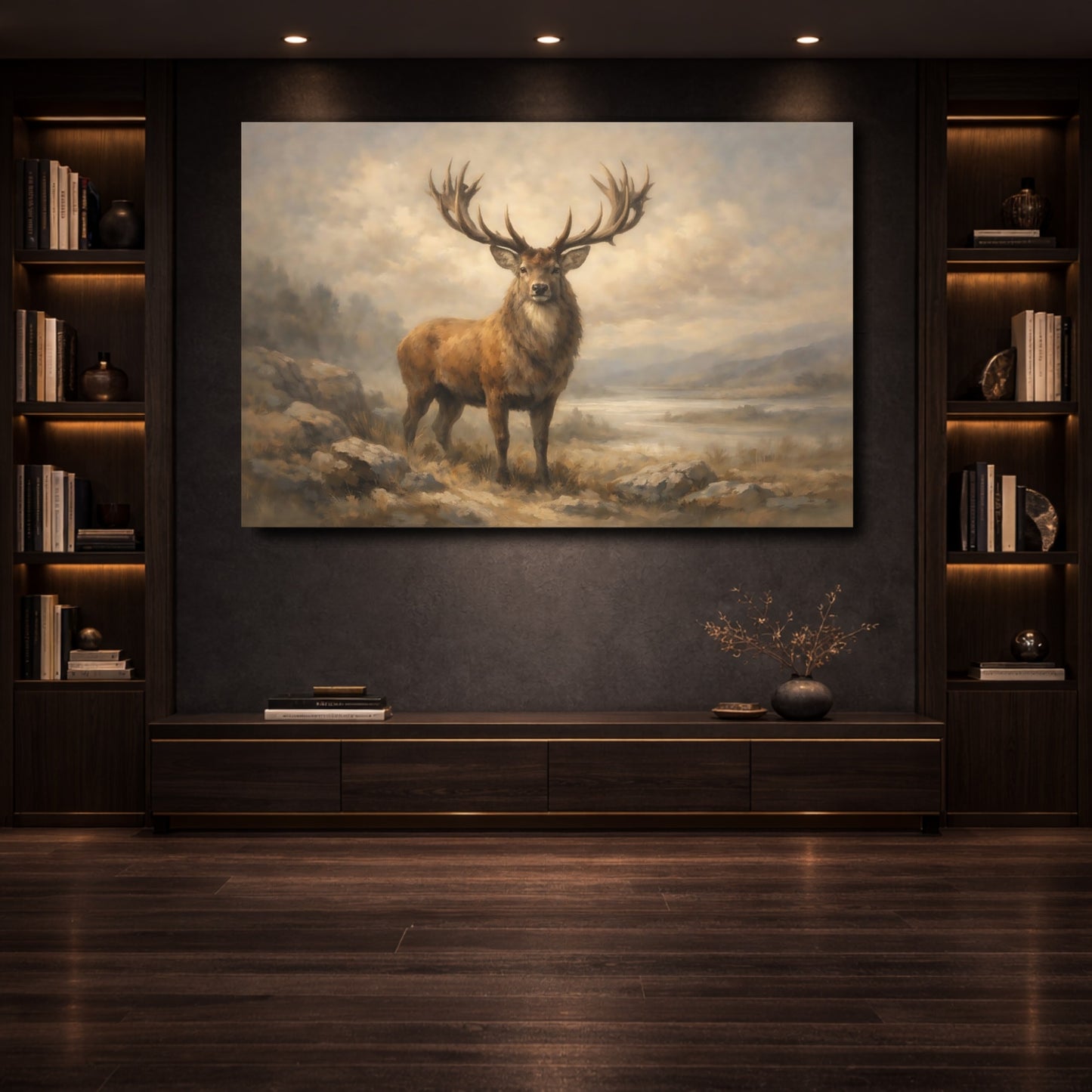 Mockup 3. Animals Red Deer Brown Red Deer shown as stretched canvas wall art