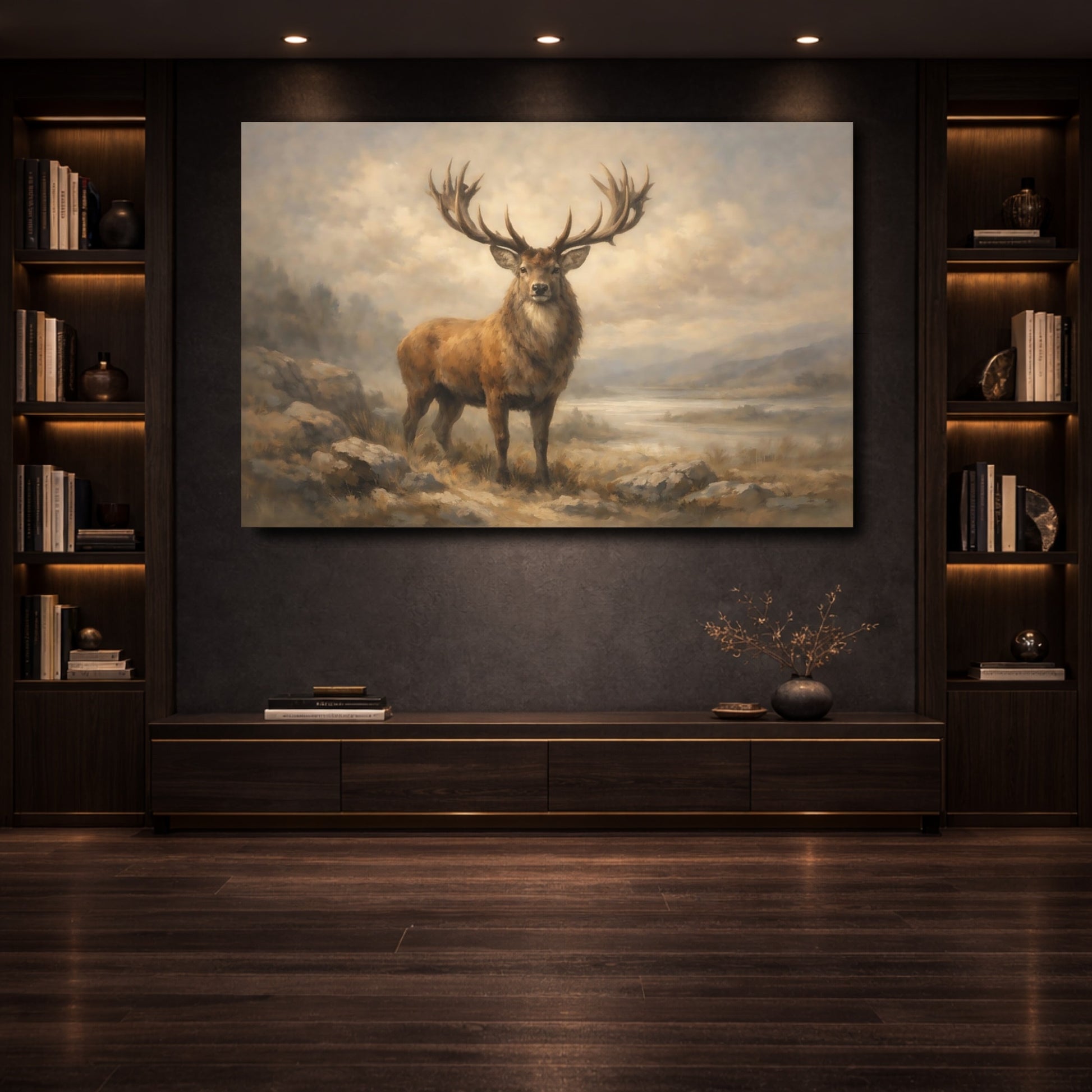 Mockup 3. Animals Red Deer Brown Red Deer shown as stretched canvas wall art