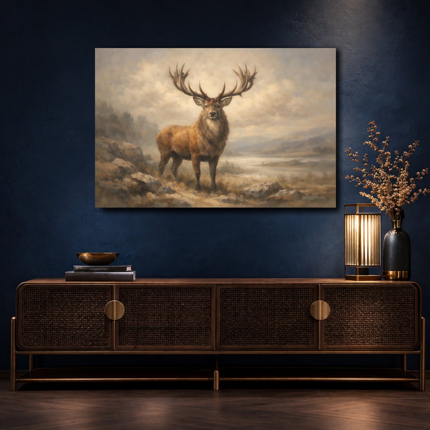 Mockup 4. Animals Red Deer Brown Red Deer shown as stretched canvas wall art