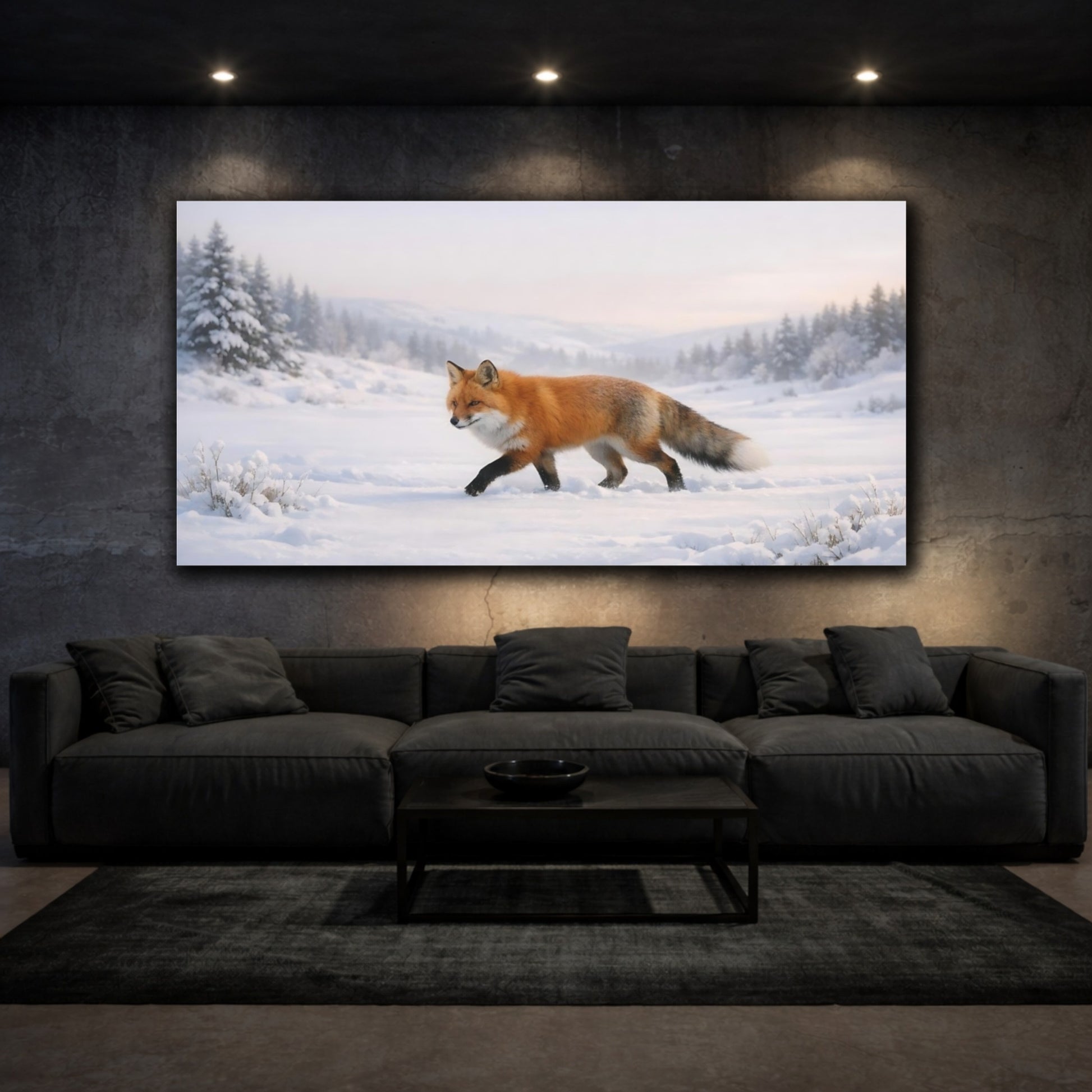 Mockup 2. Animals Red Fox Orange Fox shown as stretched canvas wall art