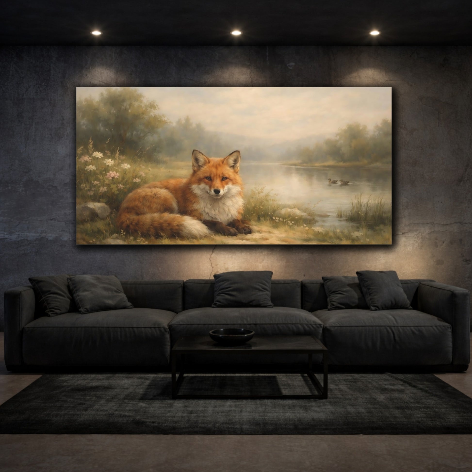Mockup 2. Animals Red Fox Red Fox Nature shown as stretched canvas wall art