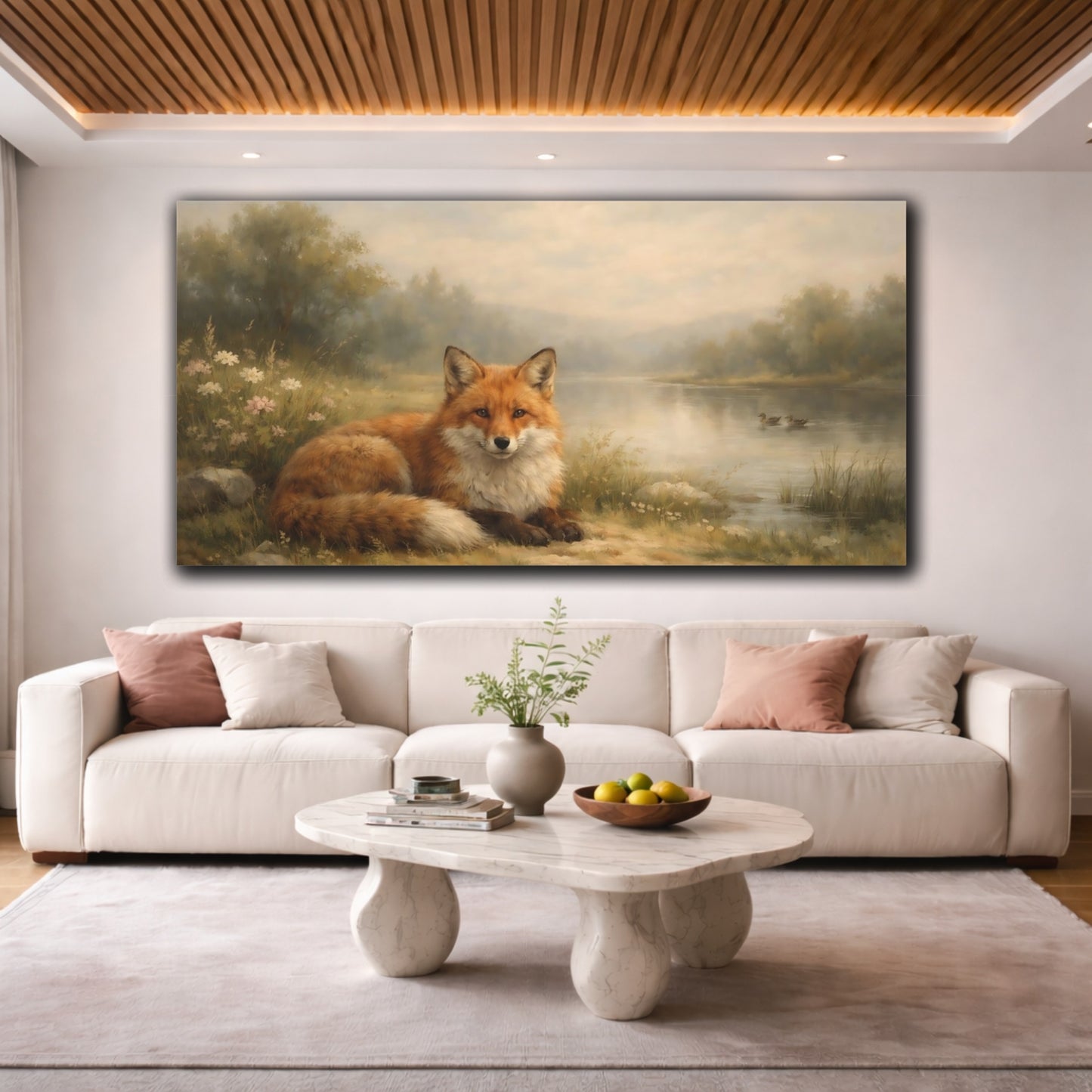 Mockup 3. Animals Red Fox Red Fox Nature shown as stretched canvas wall art