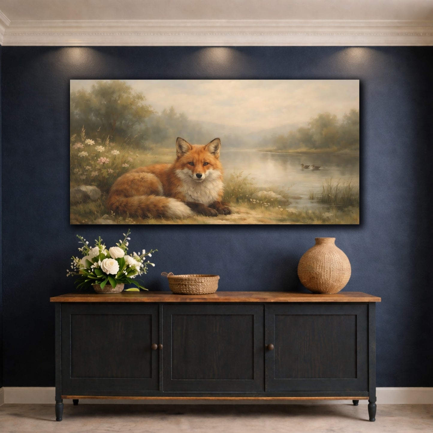 Mockup 4. Animals Red Fox Red Fox Nature shown as stretched canvas wall art