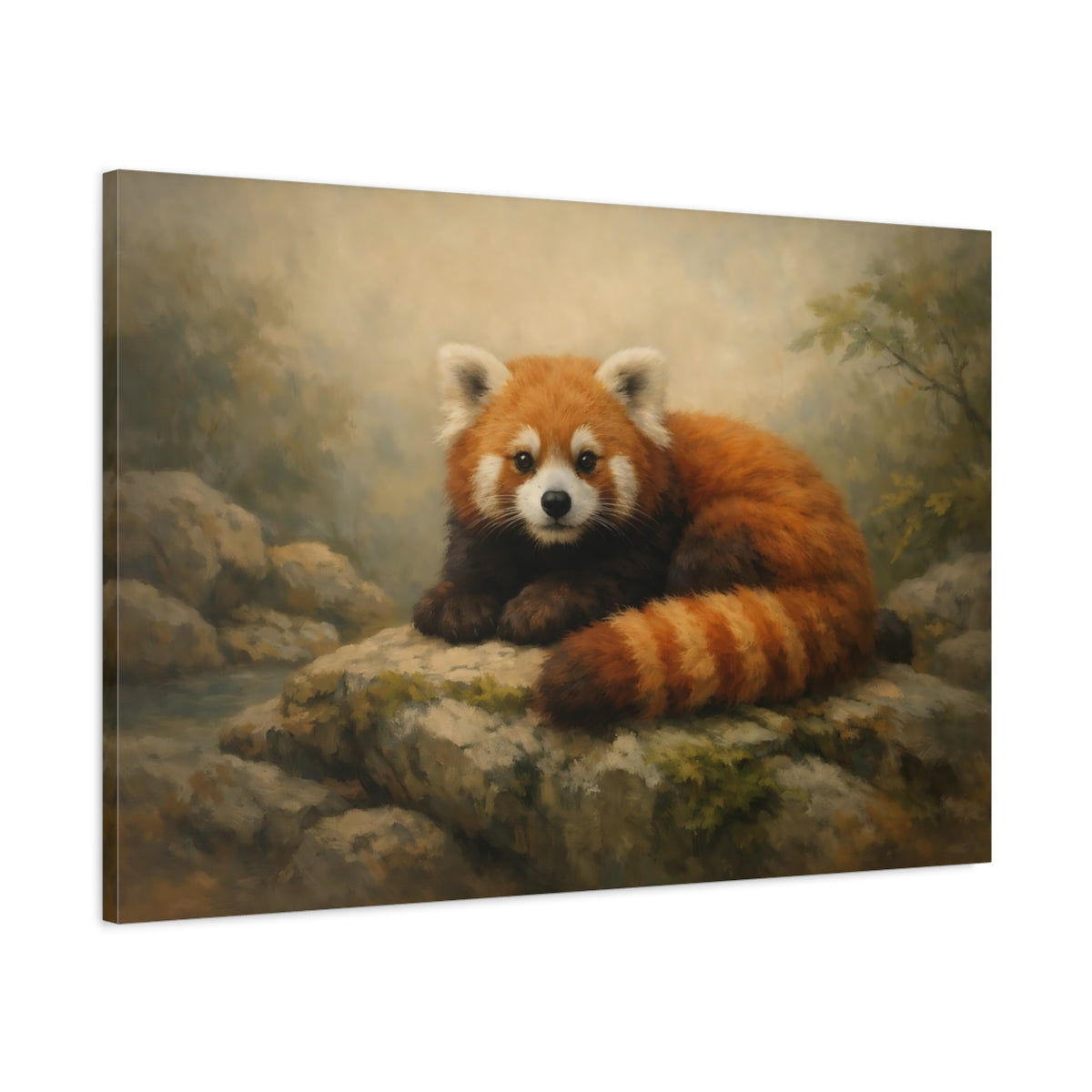 Side Mockup 1. Animals Red Panda Red Panda Art shown as stretched canvas wall art