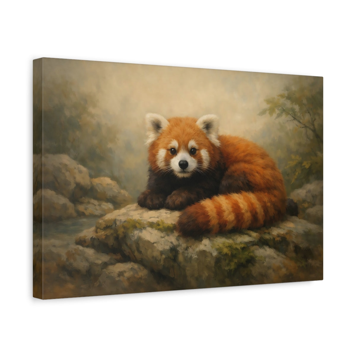 Side Mockup 4. Animals Red Panda Red Panda Art shown as stretched canvas wall art
