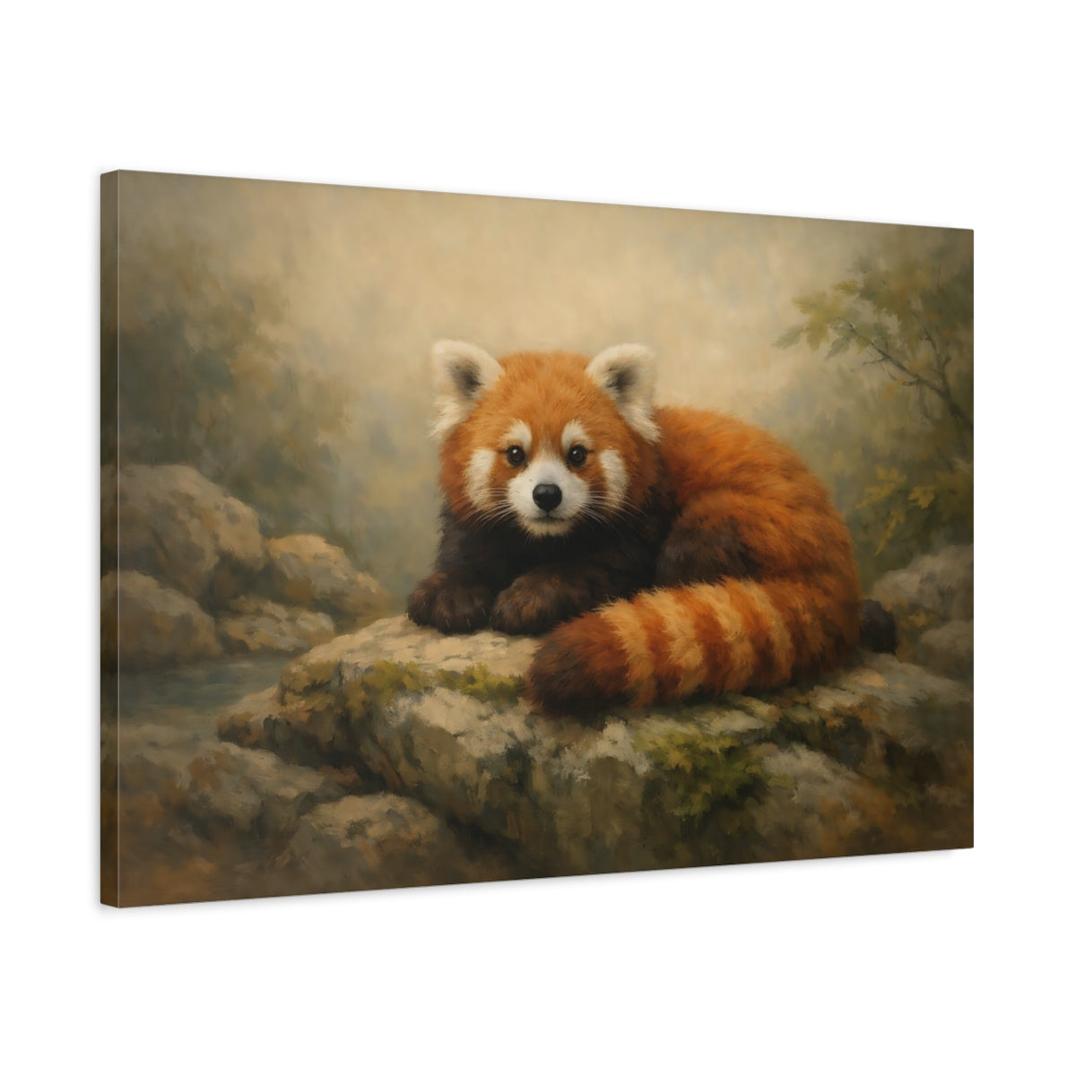 Side Mockup 2. Animals Red Panda Red Panda Art shown as stretched canvas wall art