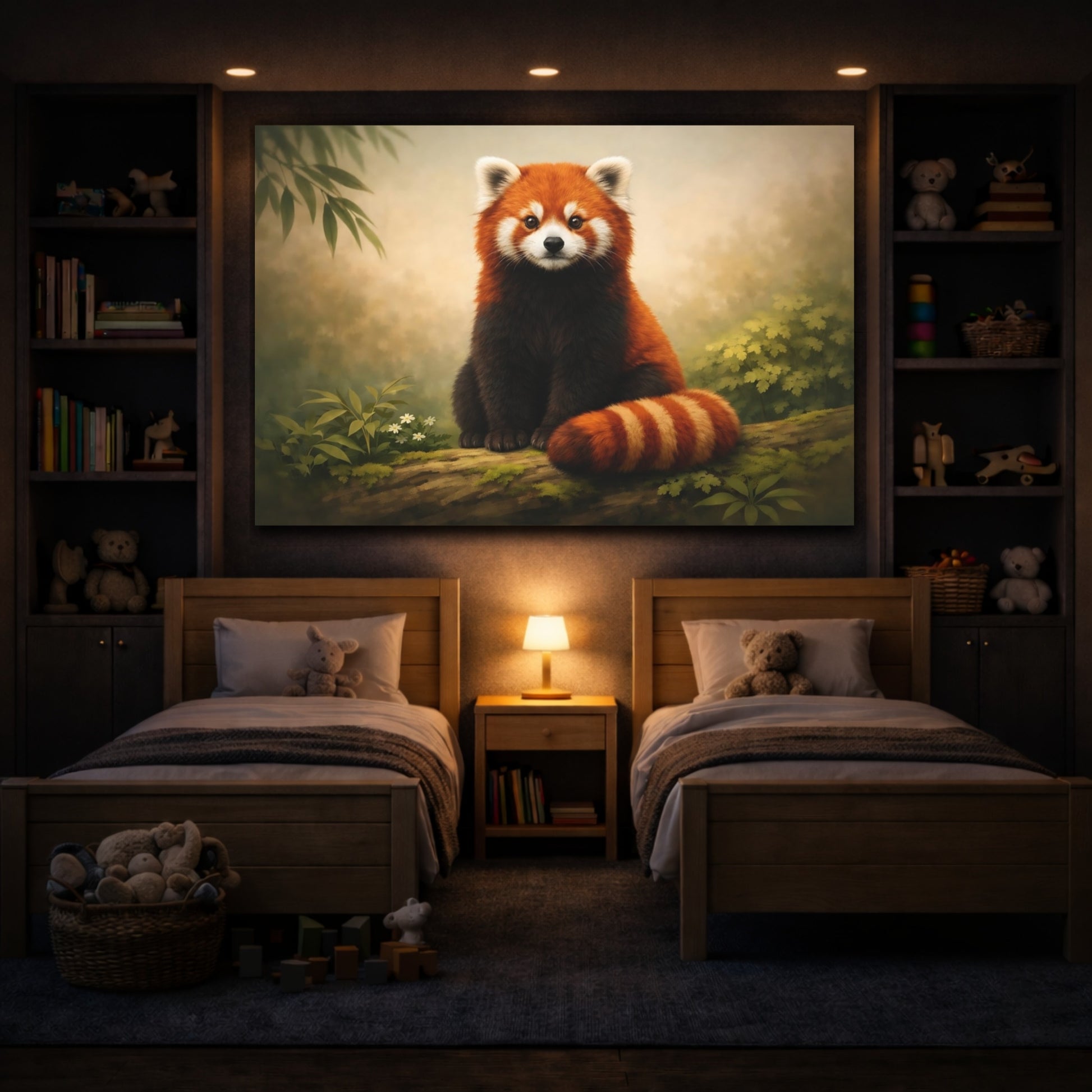 Animals Red Panda Brown And Orange shown as front canvas room wall art