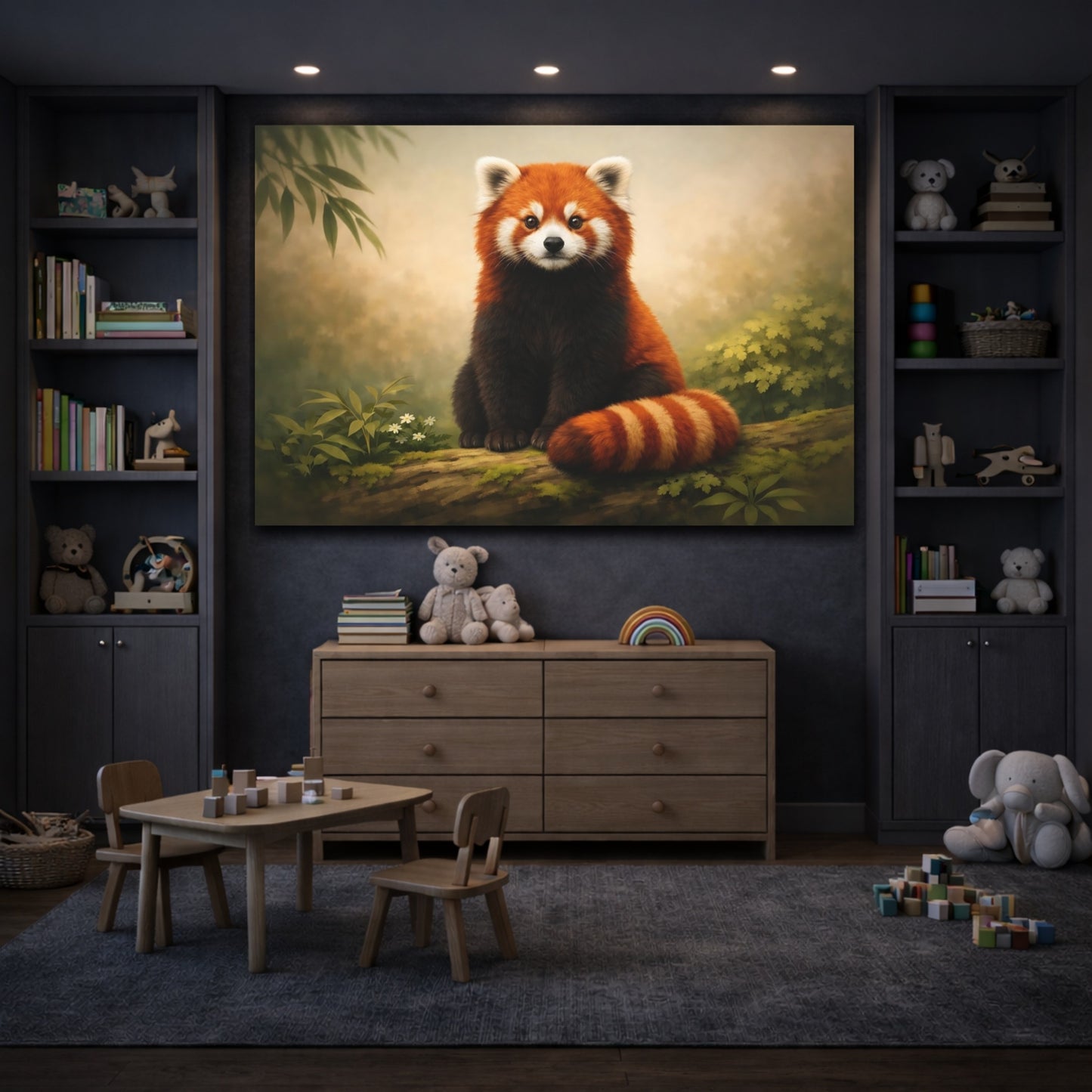 Animals Red Panda Brown And Orange shown as front canvas room wall art