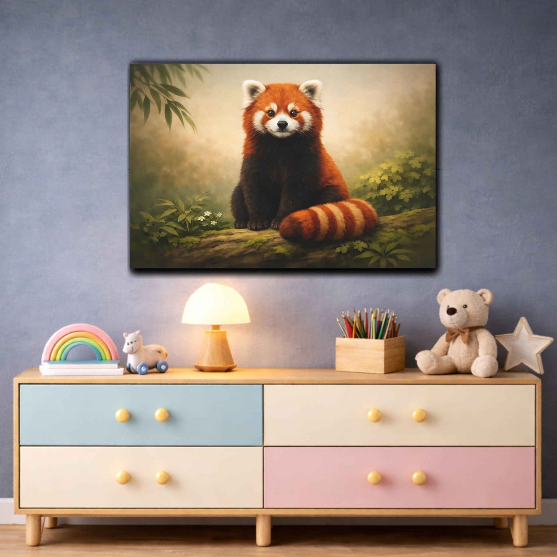 Animals Red Panda Brown And Orange shown as front canvas room wall art
