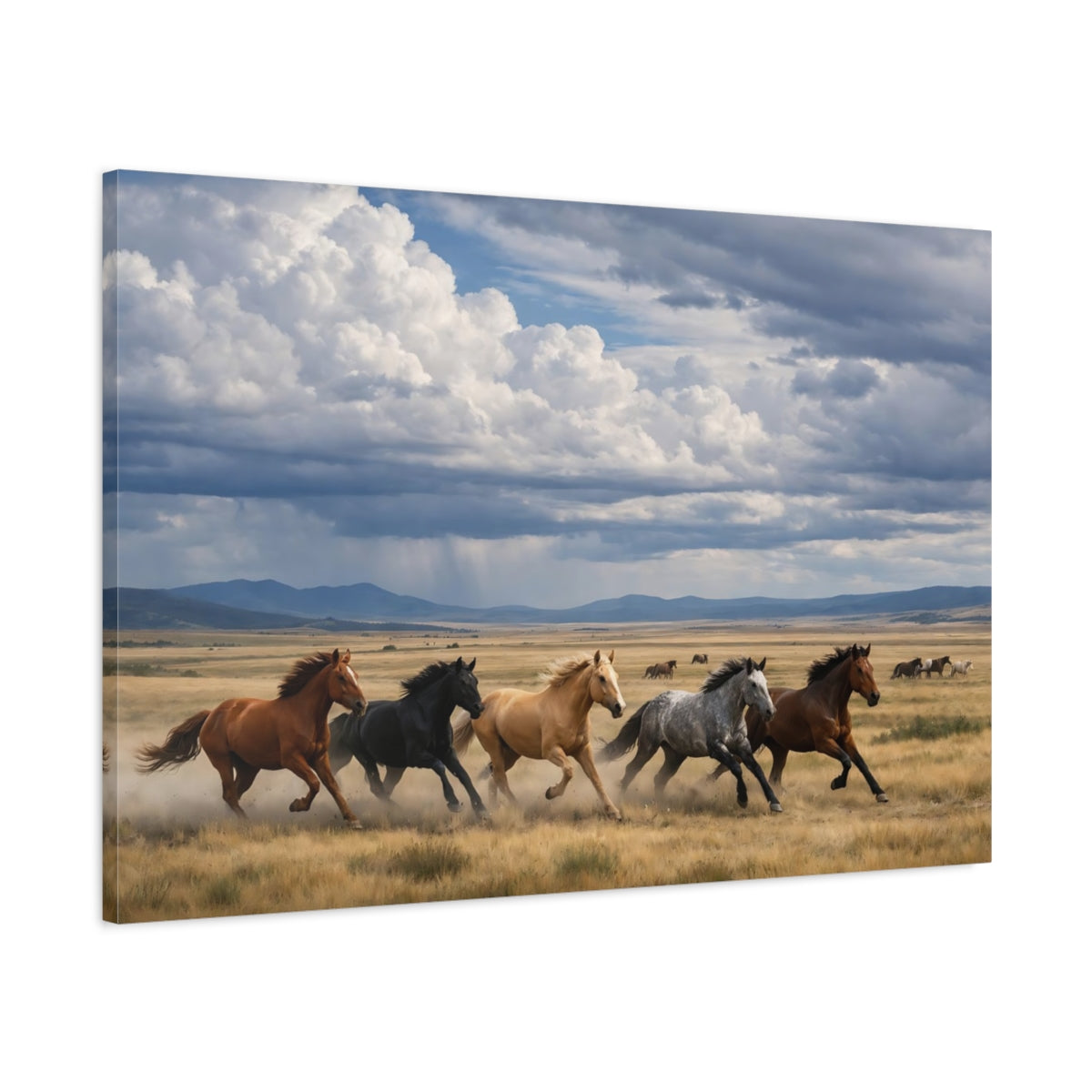 Main Mockup. Animals Running Horses Running Horses shown as stretched canvas wall art
