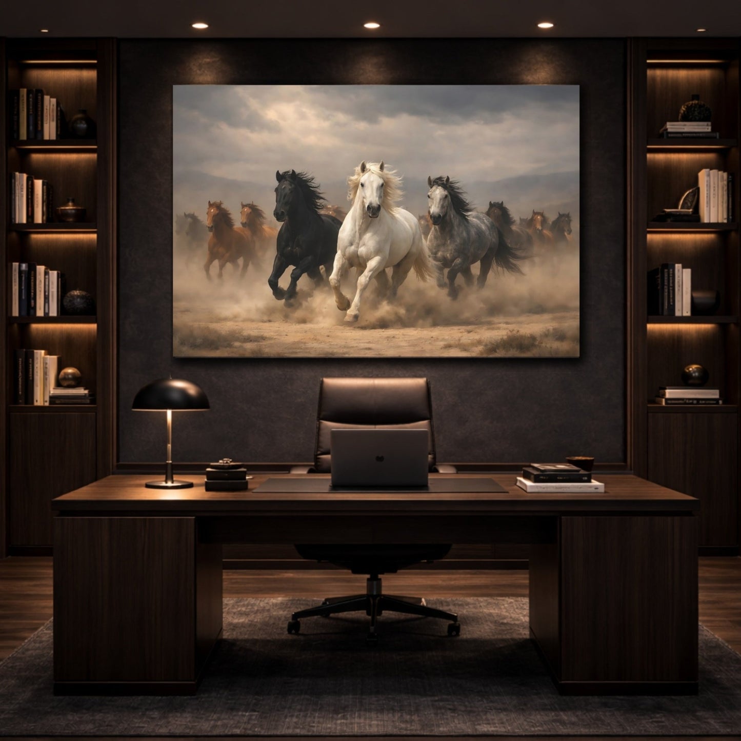 Animals Running Horses Wild Brown - Canvas Wall Art Print - YesArtYes