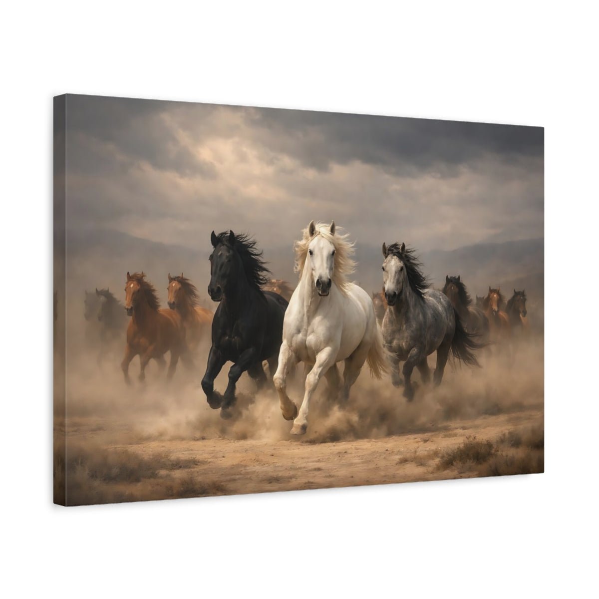 Animals Running Horses Wild Brown - Canvas Wall Art Print - YesArtYes