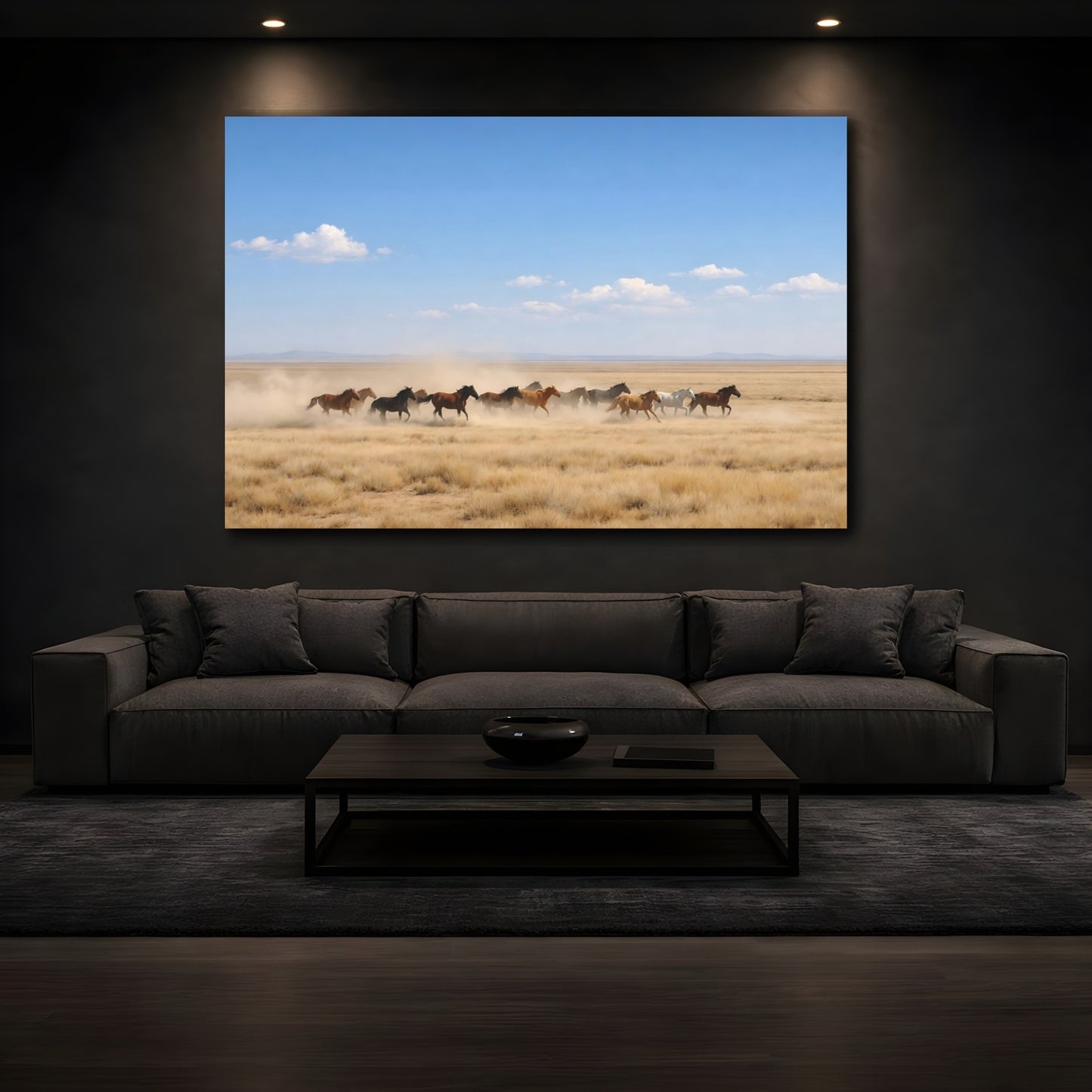 Mockup 4. Animals Running Horses Wild Horses Running shown as stretched canvas wall art