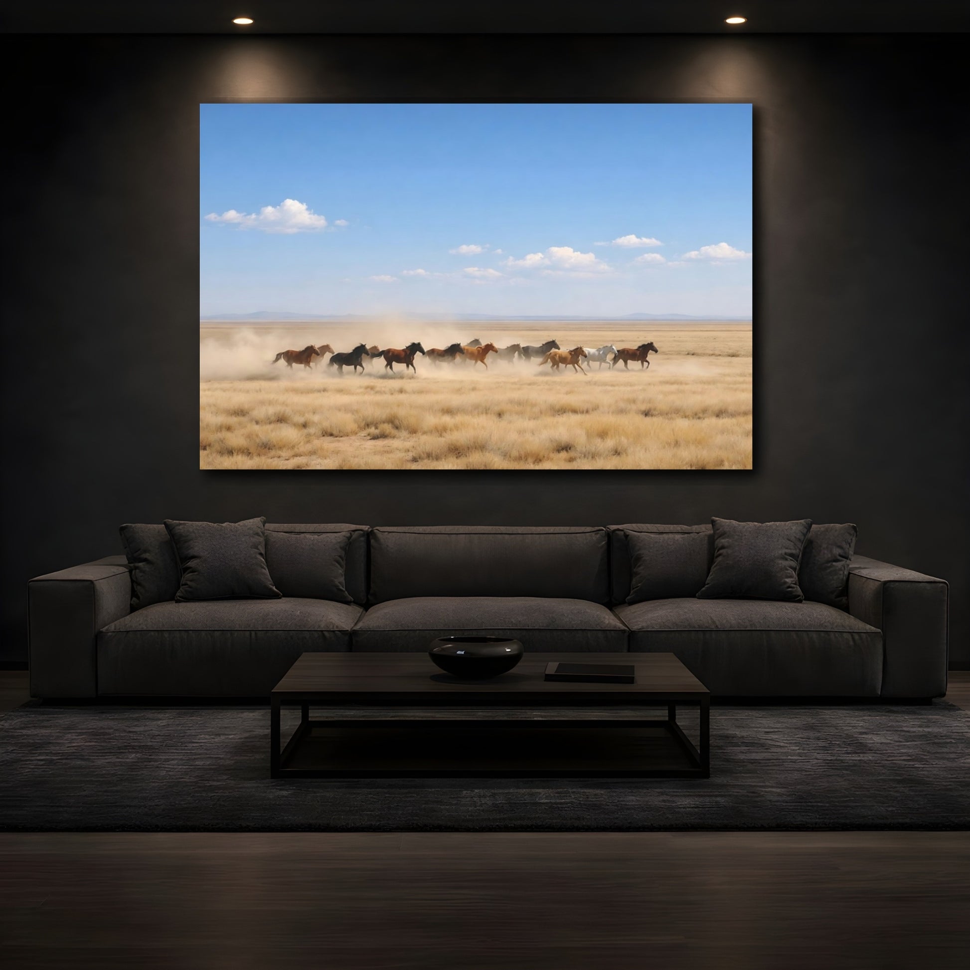 Mockup 4. Animals Running Horses Wild Horses Running shown as stretched canvas wall art