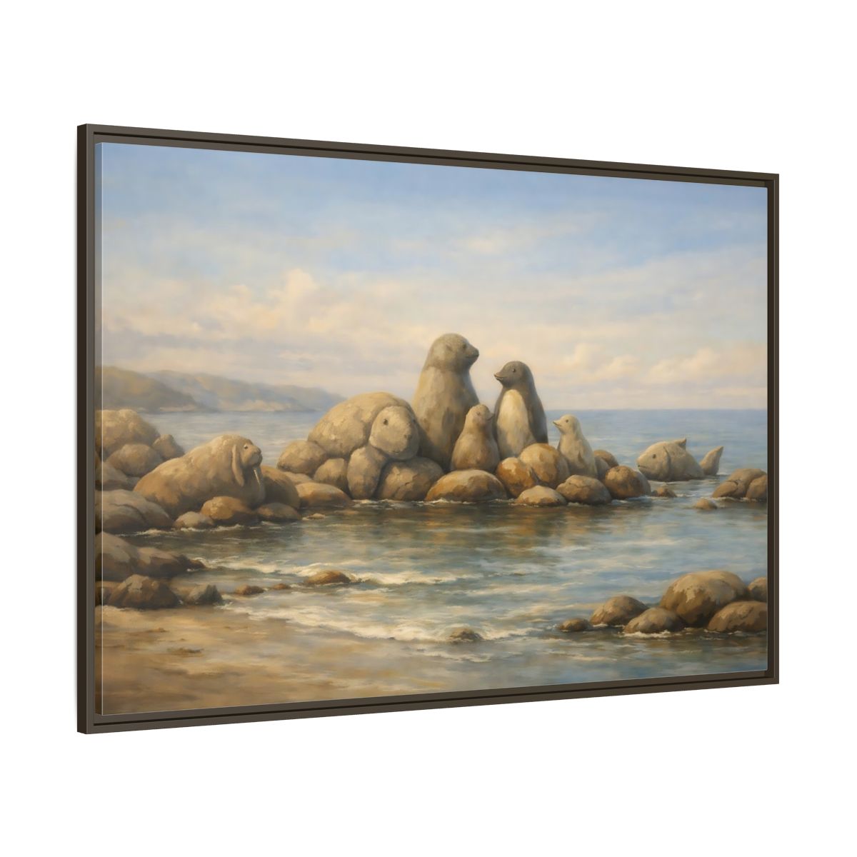 Main Mockup. Animals Sea Animals Coastal Animals shown as stretched canvas wall art