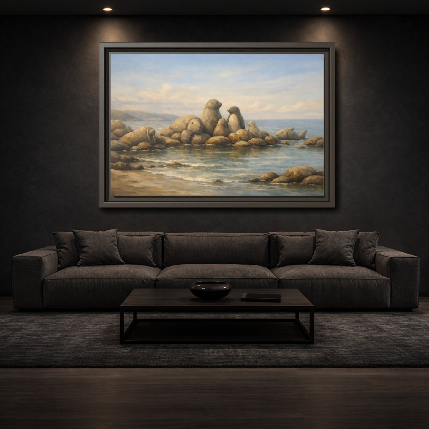 Mockup 2. Animals Sea Animals Coastal Animals shown as stretched canvas wall art