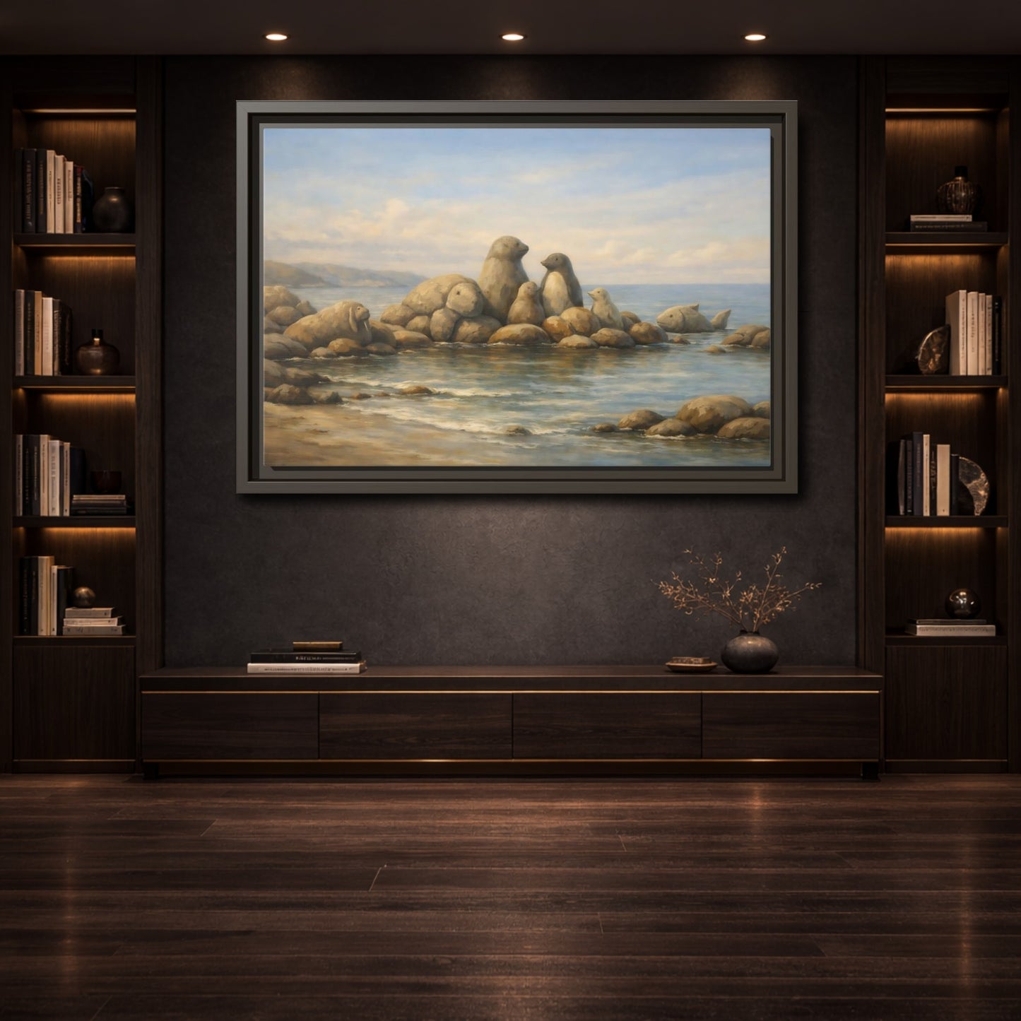 Mockup 3. Animals Sea Animals Coastal Animals shown as stretched canvas wall art