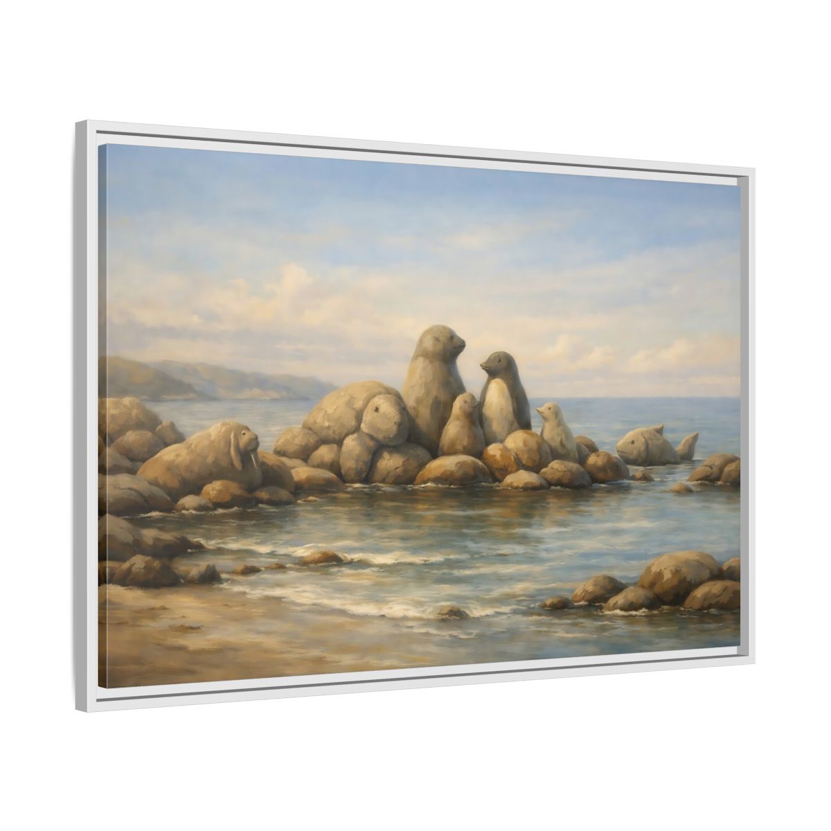 Side Mockup 8. Animals Sea Animals Coastal Animals shown as stretched canvas wall art