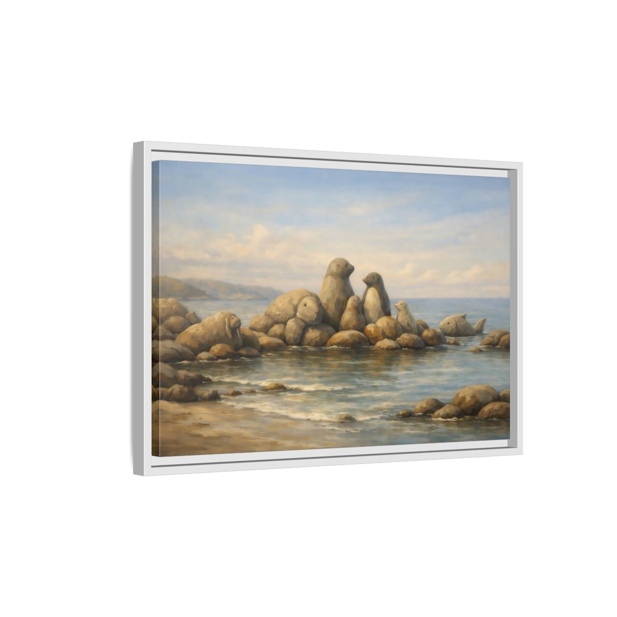 Side Mockup 1. Animals Sea Animals Coastal Animals shown as stretched canvas wall art
