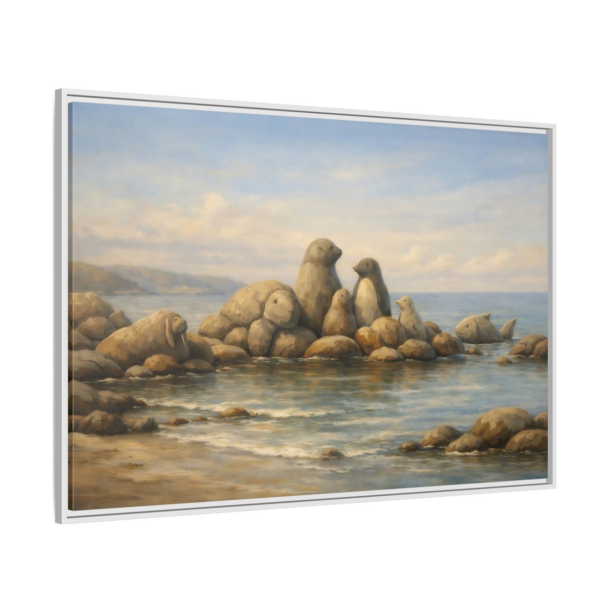 Side Mockup 7. Animals Sea Animals Coastal Animals shown as stretched canvas wall art