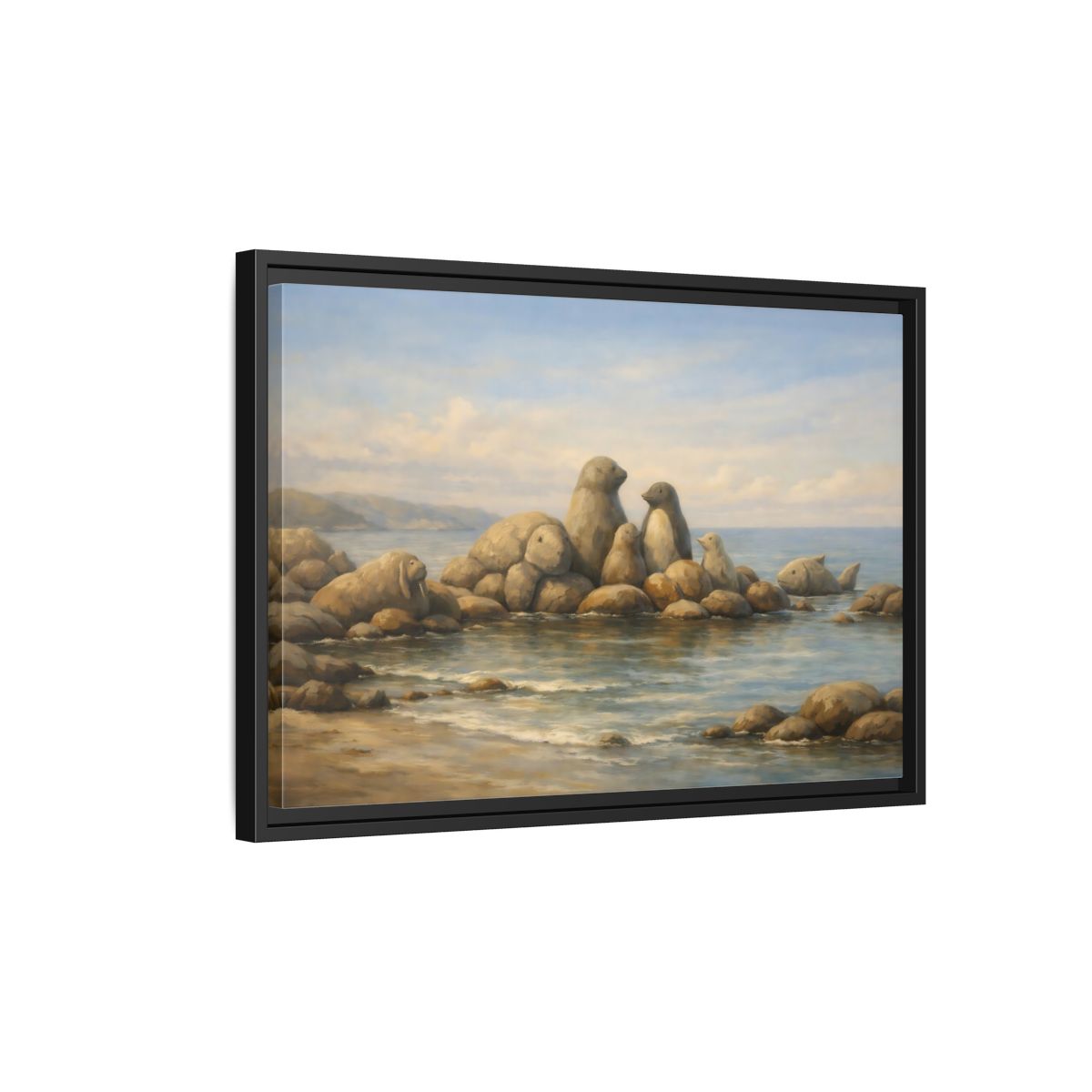 Side Mockup 3. Animals Sea Animals Coastal Animals shown as stretched canvas wall art