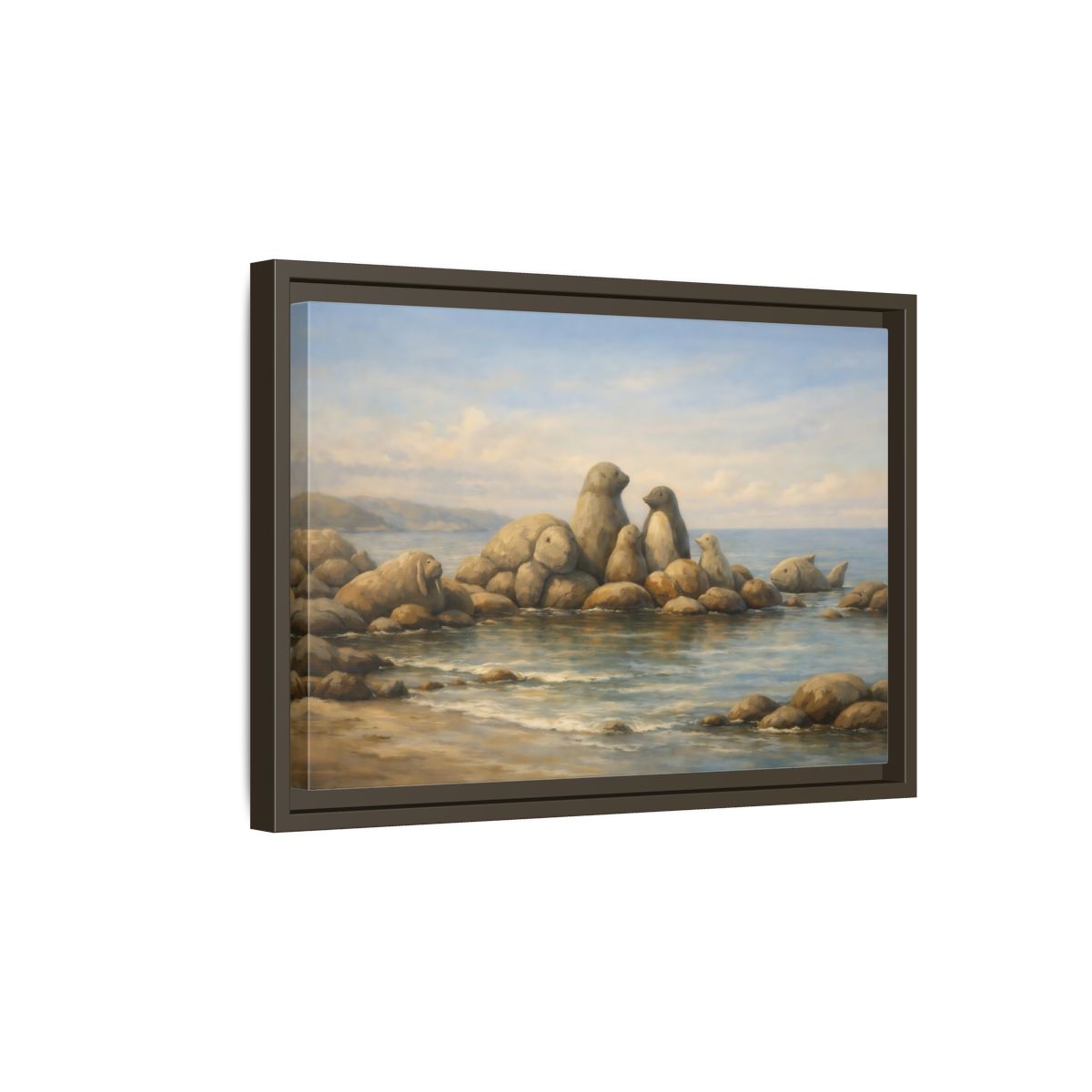 Side Mockup 5. Animals Sea Animals Coastal Animals shown as stretched canvas wall art