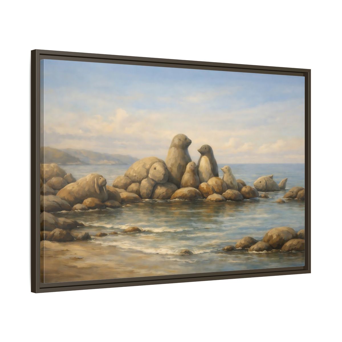 Side Mockup 9. Animals Sea Animals Coastal Animals shown as stretched canvas wall art
